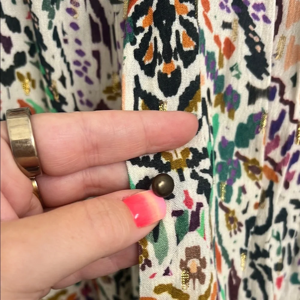 Zara Cream and Pink Puff Sleeve Blouse - Picture 4 of 8